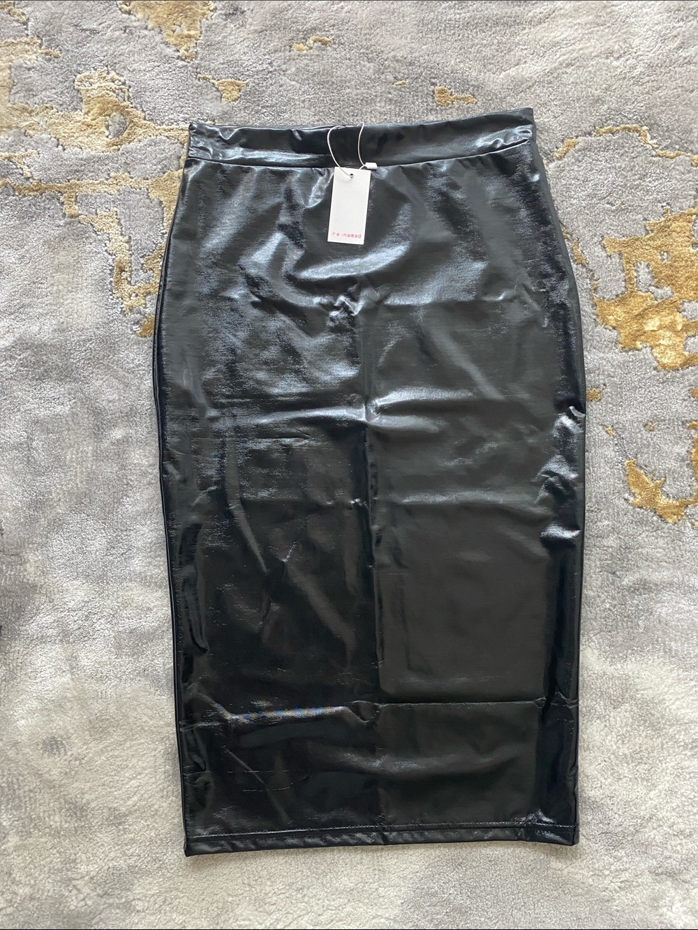 re:named Black Faux Leather Stretchabe Wet-Look Pencil Women’s Skirt -Brand new!